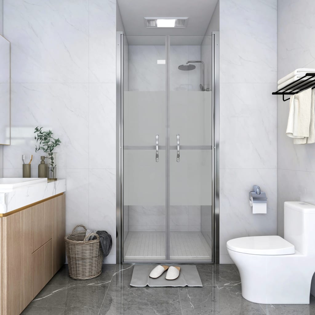 vidaXL dušas durvis, 96x190 cm, ESG, pusmatētas