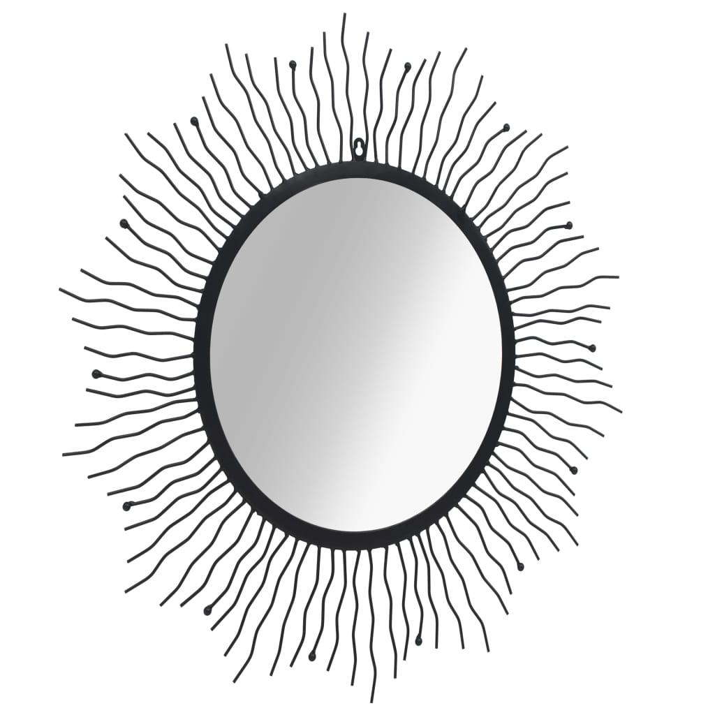 vidaXL sienas spogulis, saules forma, 80 cm, melns