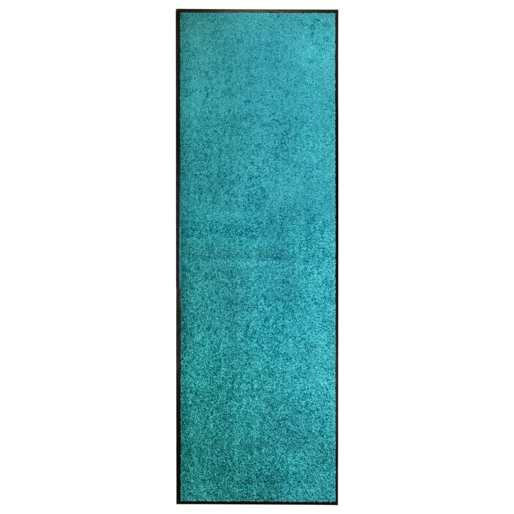 vidaXL durvju paklājs, mazgājams, ciānkrāsā, 60x180 cm