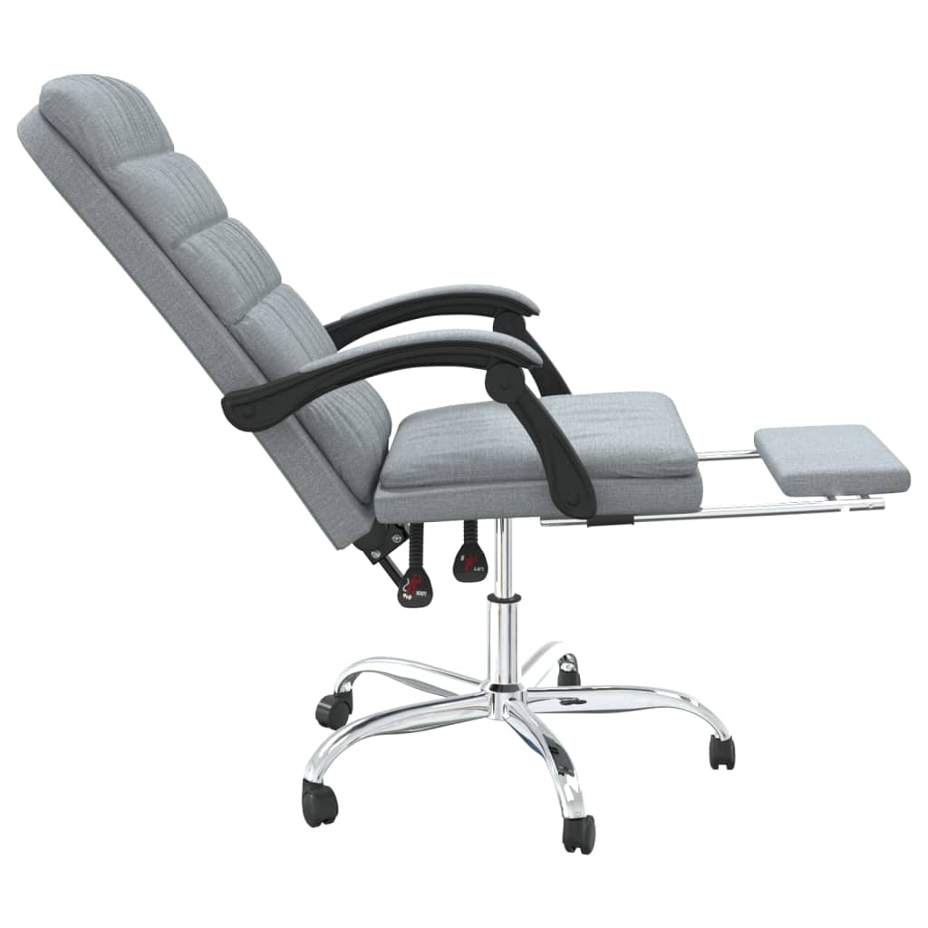 vidaXL biroja krēsls, atgāžams, gaiši pelēks audums