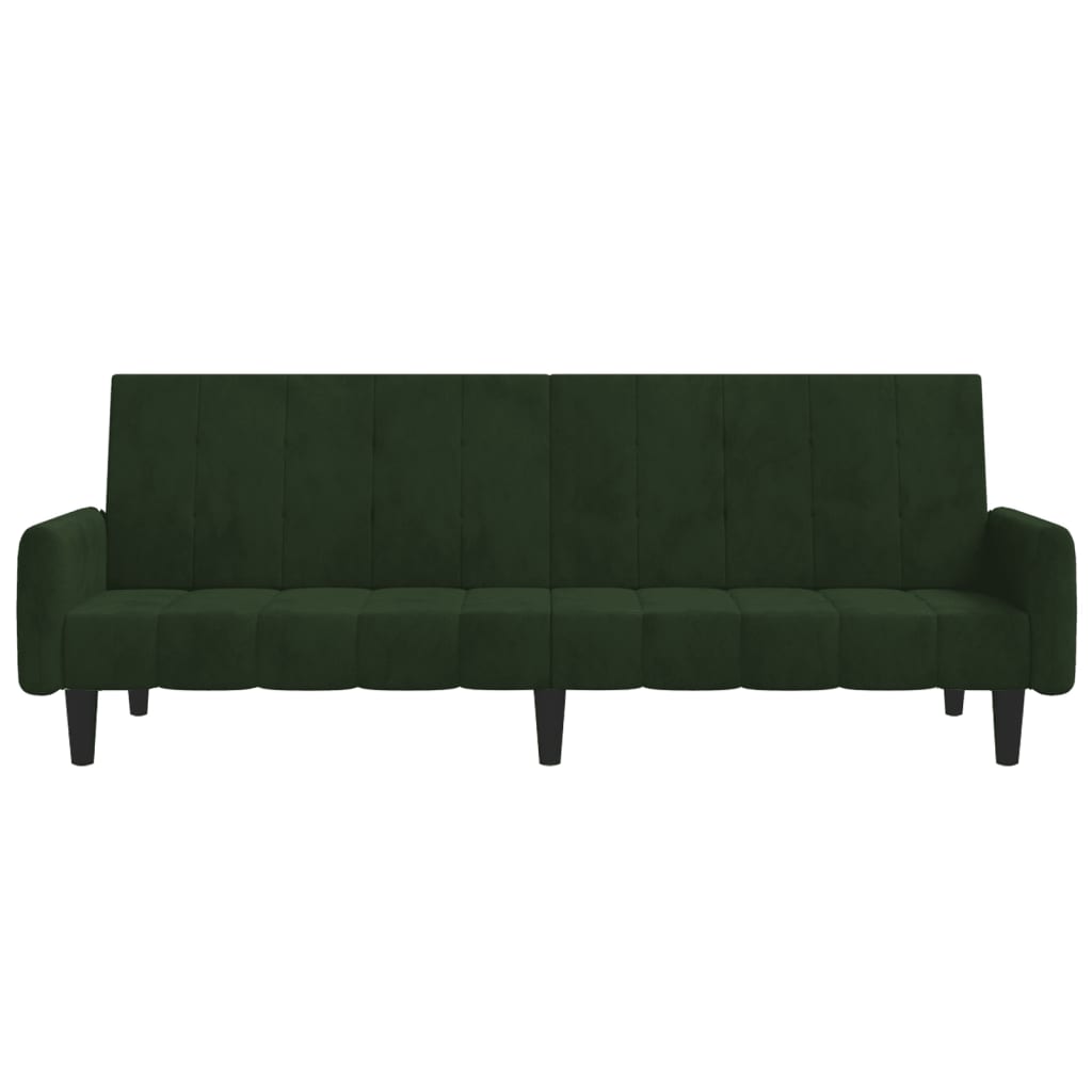 vidaXL 2-vietīga dīvāngulta, tumši zaļš samts