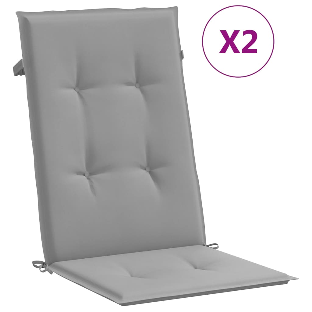 vidaXL dārza krēslu spilveni, 2 gab., pelēki, 120x50x3 cm, audums