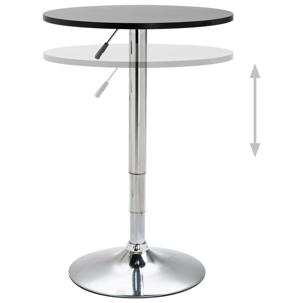 vidaXL bāra galds, melns, Ø60 cm, MDF