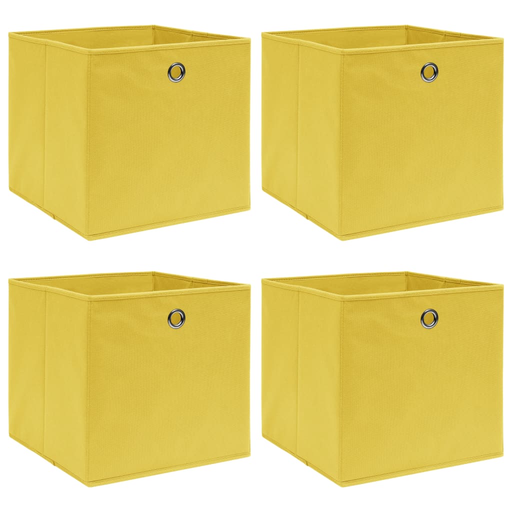 vidaXL uzglabāšanas kastes, 4 gab., dzeltenas, 32x32x32 cm, audums