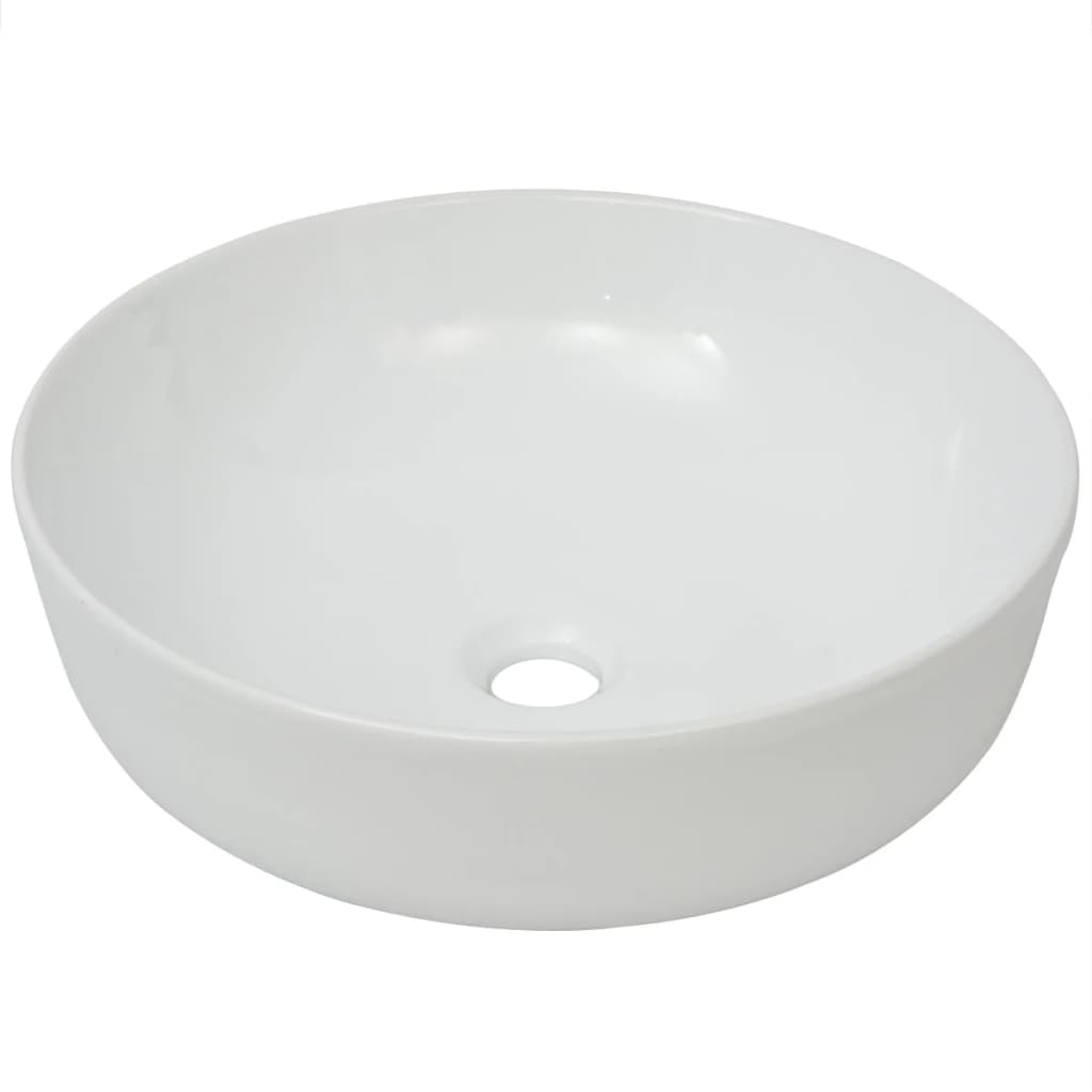 vidaXL izlietne, 41,5x13,5 cm, apaļa, balta keramika