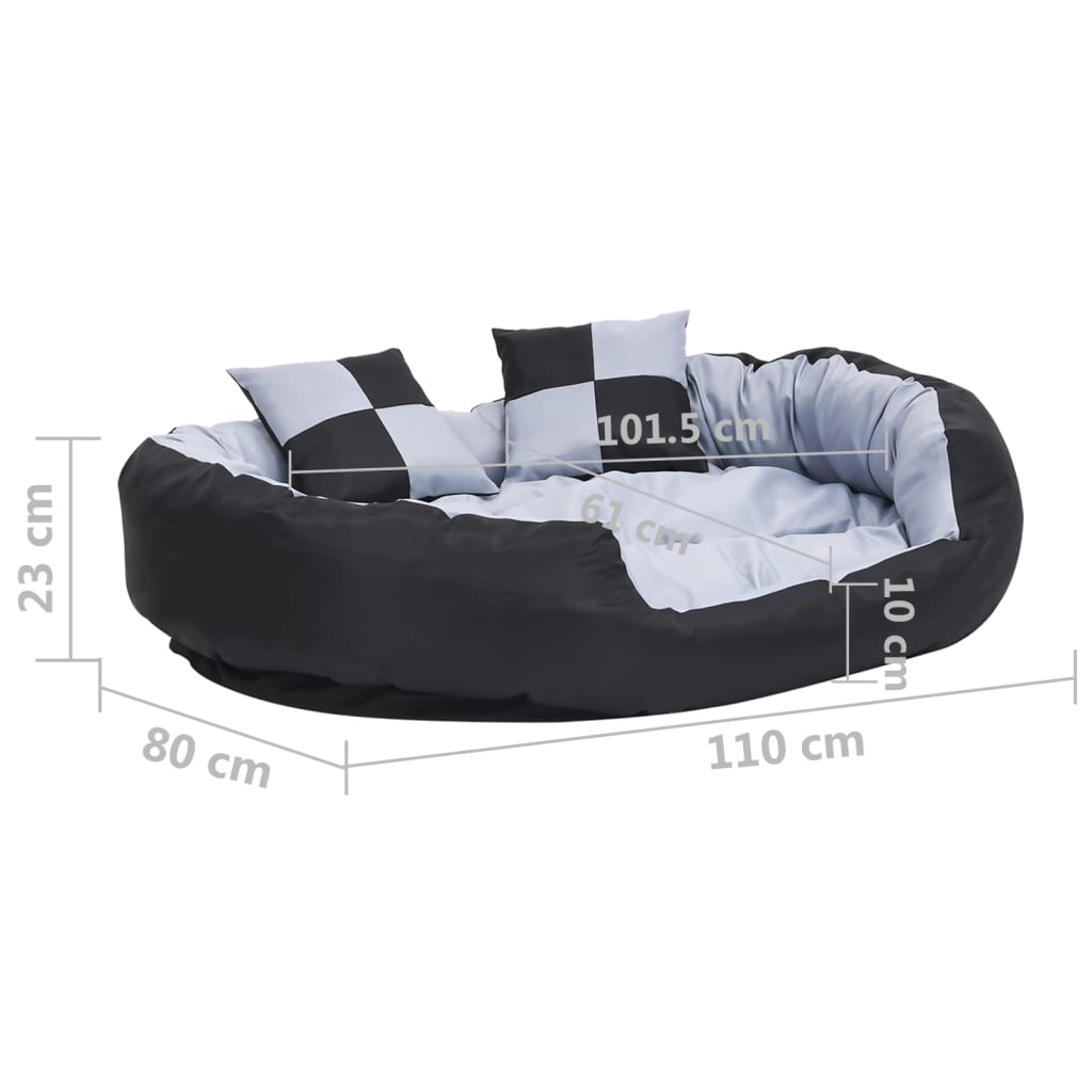 vidaXL suņu matracis, pelēks ar melnu, divpusējs, 110x80x23 cm