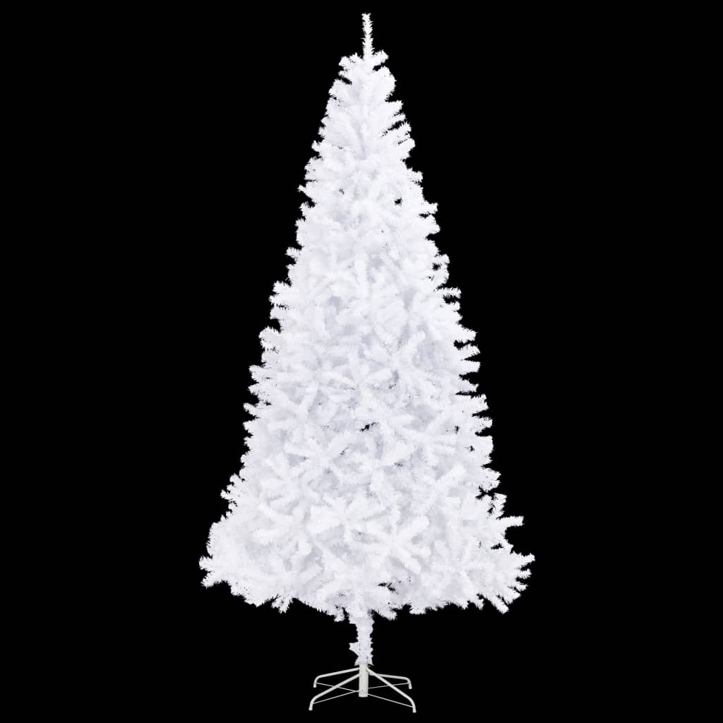 vidaXL izgaismota Ziemassvētku egle ar rotājumiem, LED, balta, 300 cm