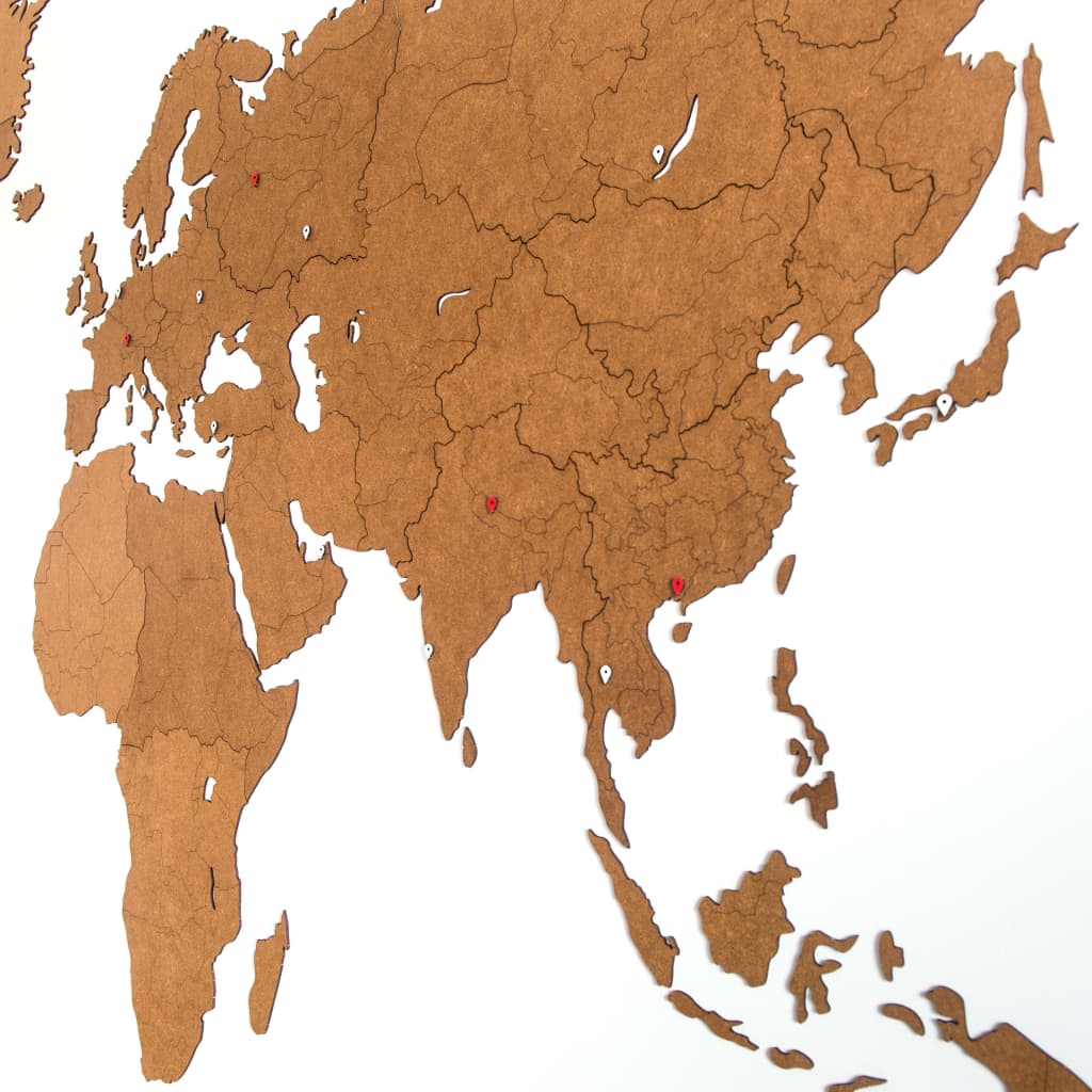 MiMi Innovations koka pasaules kartes sienas dekorācija Giant, brūna