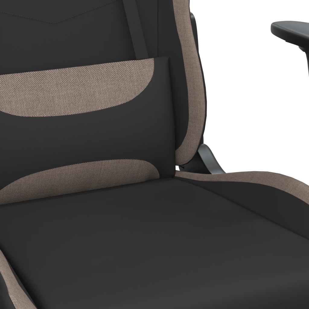 vidaXL datorspēļu krēsls ar kāju balstu, melns un pelēkbrūns audums