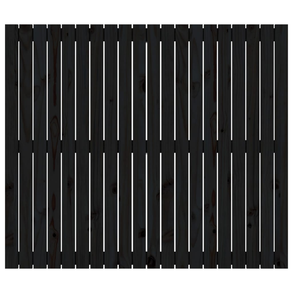vidaXL sienas galvgalis, melns, 127,5x3x110 cm, priedes masīvkoks