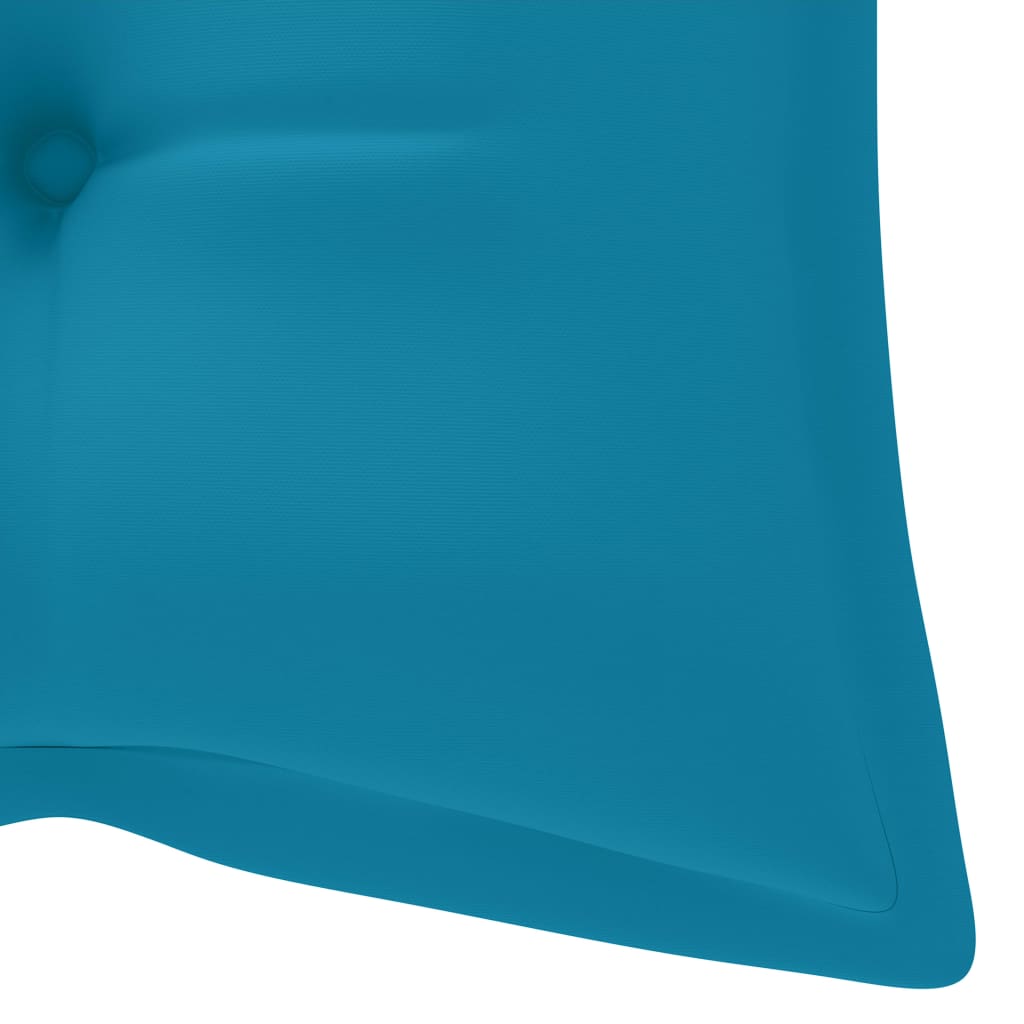 vidaXL šūpuļsols ar gaiši zilu matraci, 120 cm, masīvs tīkkoks