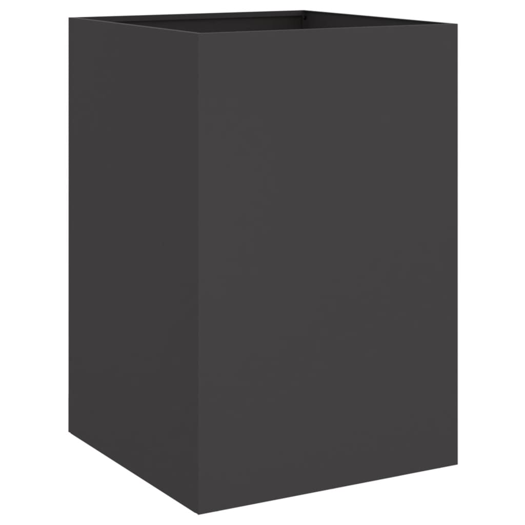 vidaXL puķu kaste, melna, 52x48x75 cm, auksti velmēts tērauds