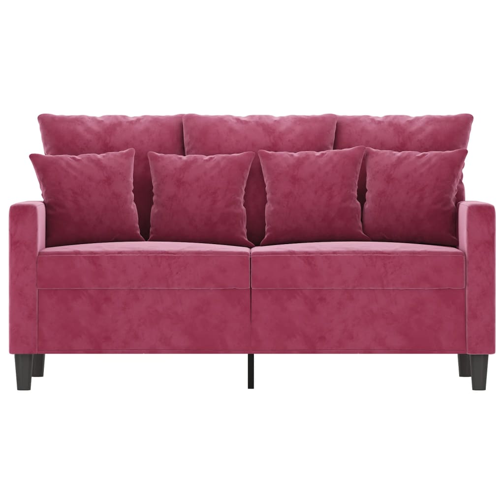 vidaXL divvietīgs dīvāns, vīnsarkans, 120 cm, samts