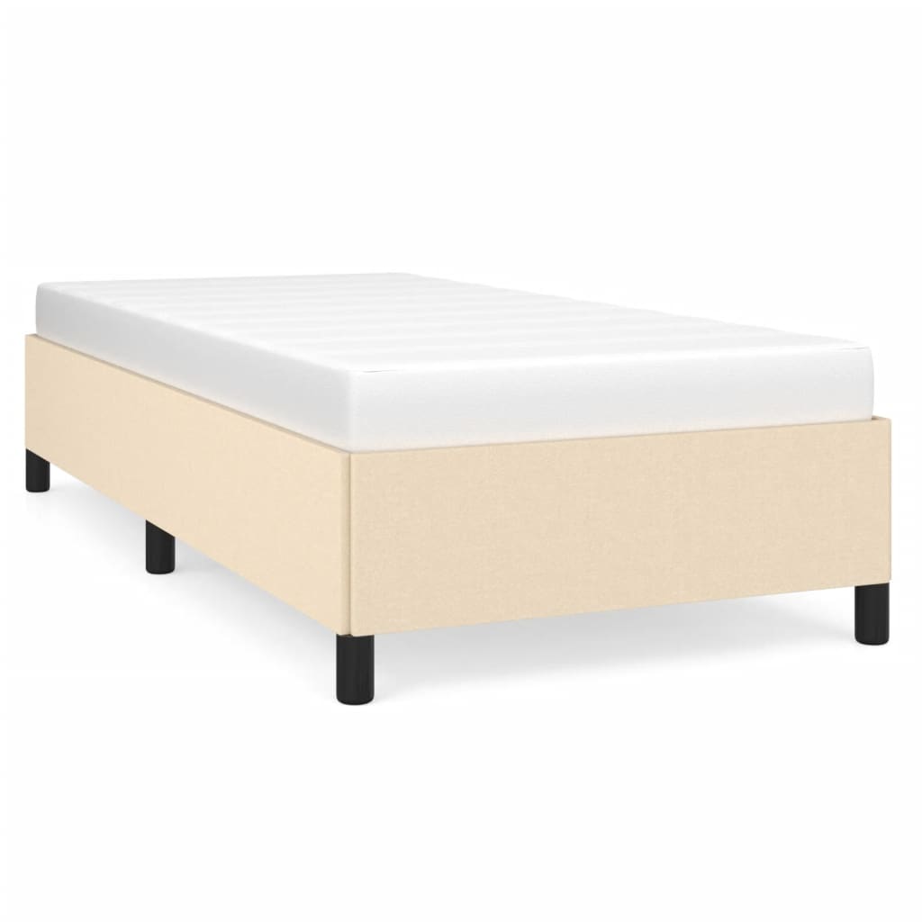 vidaXL gultas rāmis, krēmkrāsas, 90x190 cm, audums