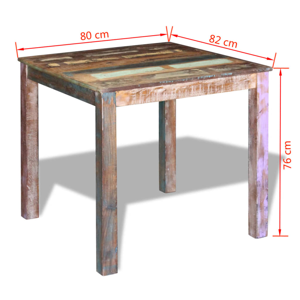 vidaXL virtuves galds, pārstrādāts masīvkoks, 80x82x76 cm
