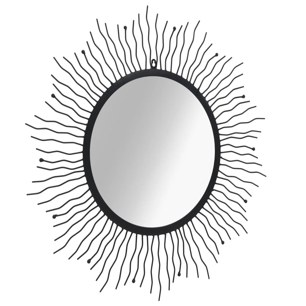 vidaXL dārza spogulis, saules forma, 80 cm, melns
