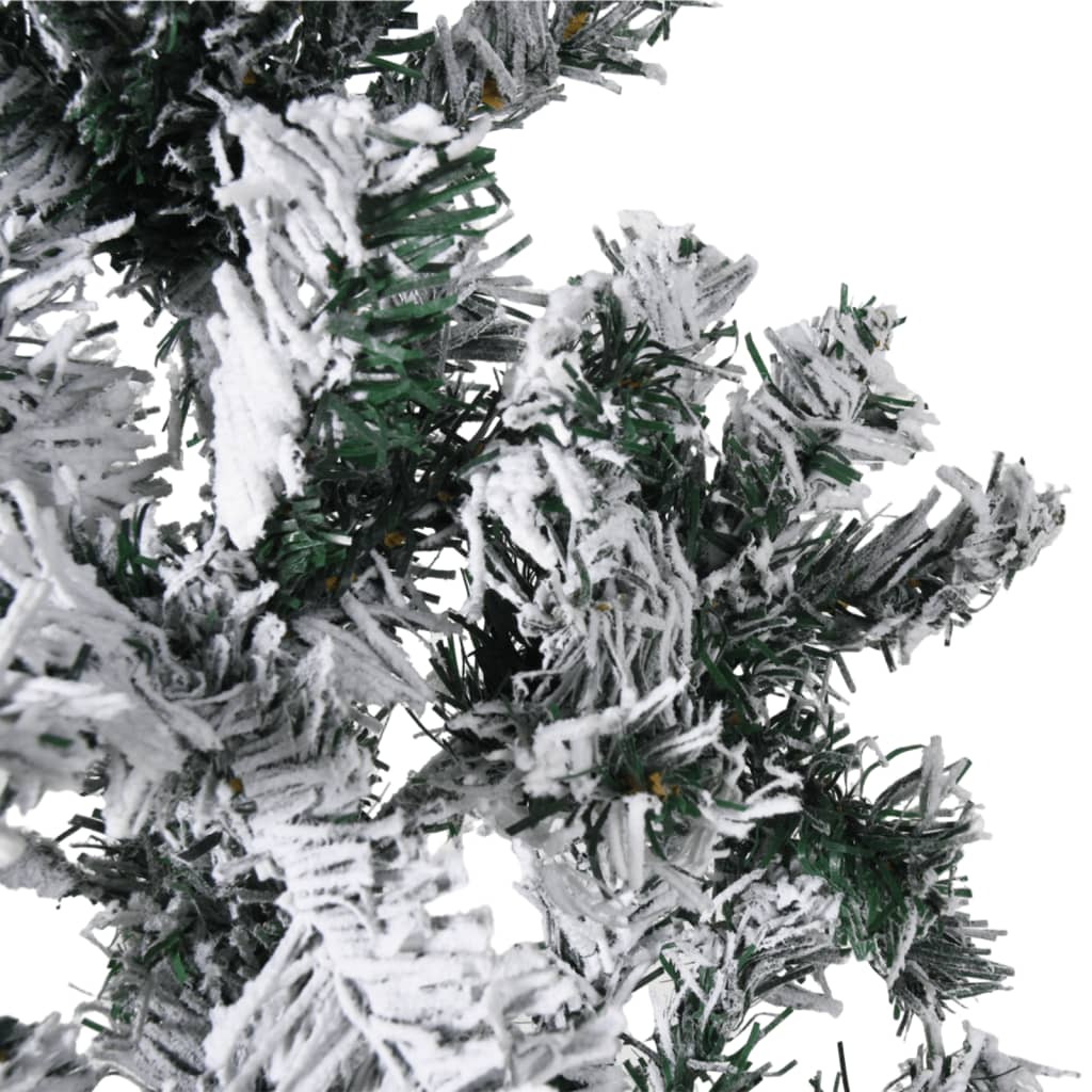 vidaXL mākslīgā Ziemassvētku egle ar sniegu, šaura, pusapaļa, 240 cm