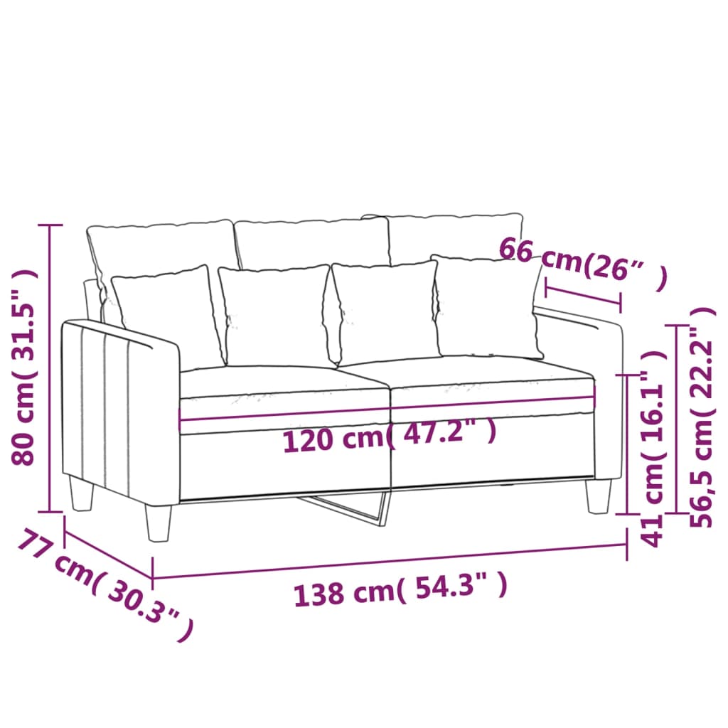 vidaXL divvietīgs dīvāns, gaiši pelēks, 120 cm, audums