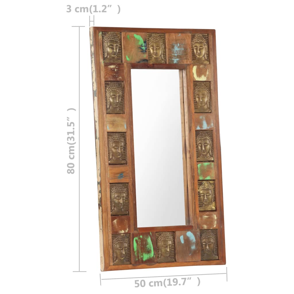 vidaXL spogulis ar Budas dekoriem, 50x80 cm, pārstrādāts masīvkoks