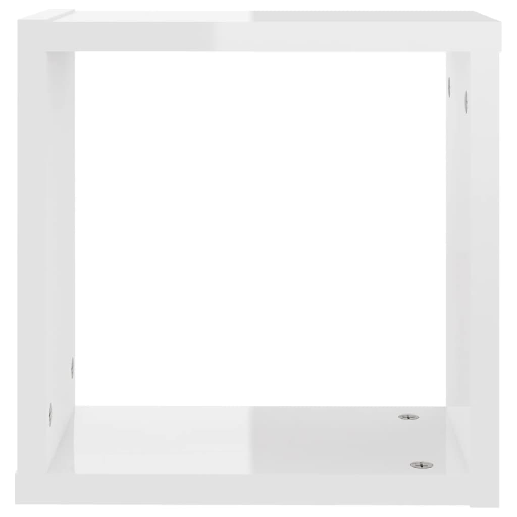 vidaXL kuba formas sienas plaukti, 4 gab., 30x15x30 cm, spīdīgi balti