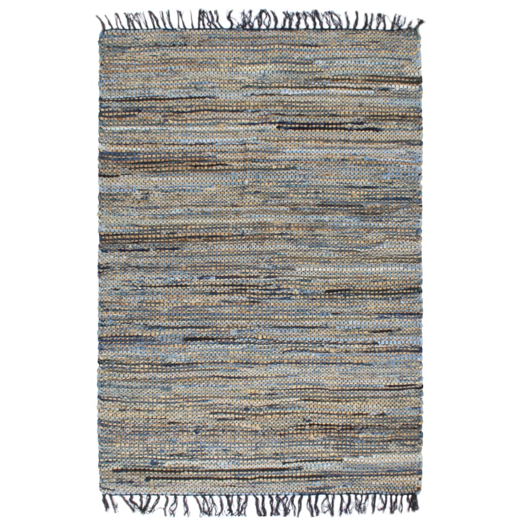 vidaXL Chindi paklājs, 120x170 cm, pīts ar rokām, džinss, krāsains