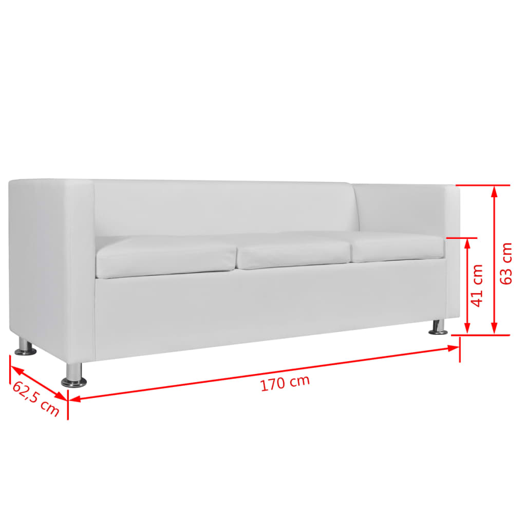 vidaXL dīvānu komplekts, 2 dīvāni, balta mākslīgā āda