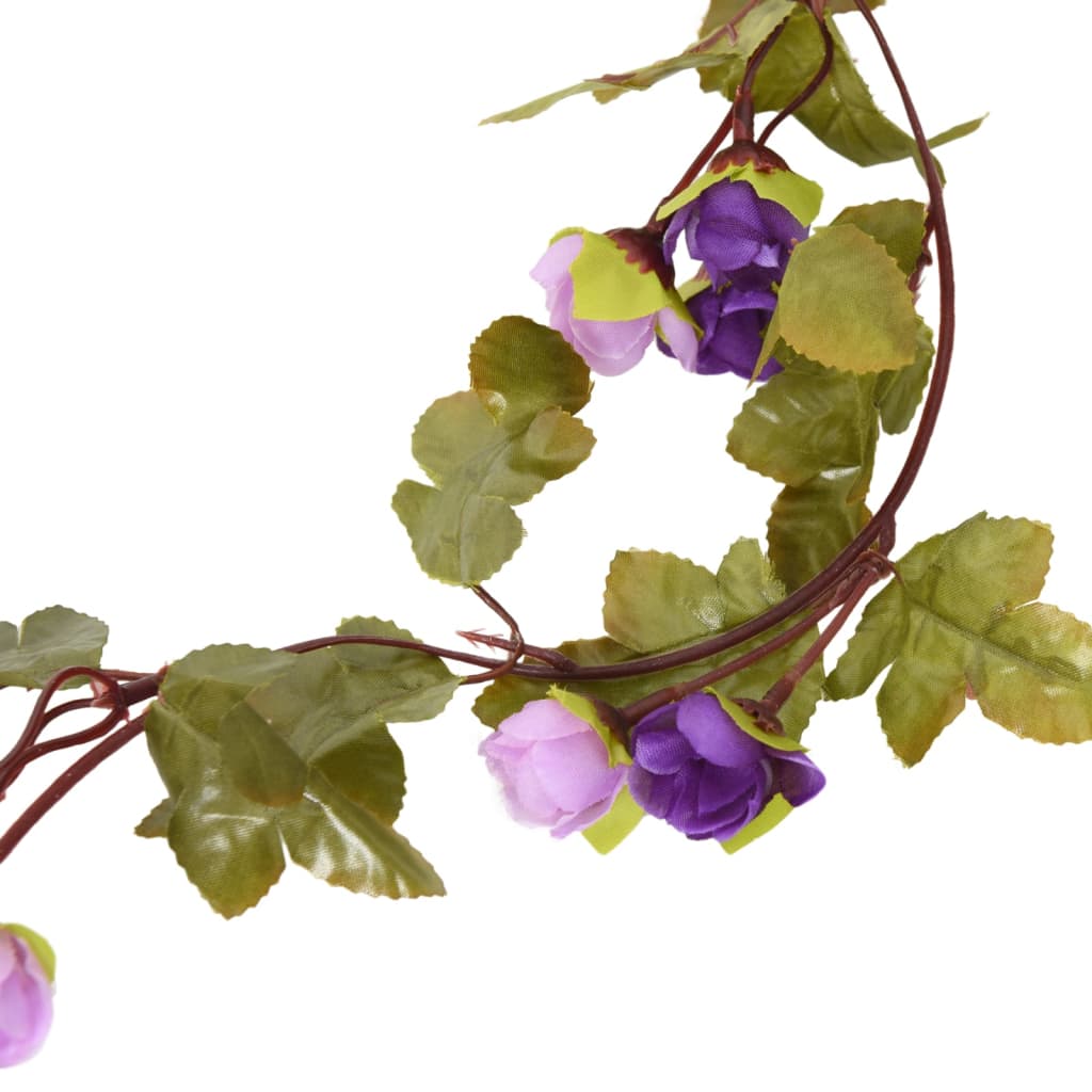 vidaXL mākslīgo ziedu vītnes, 6 gab., violetas, 215 cm