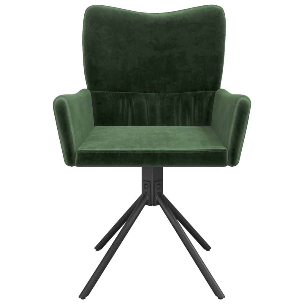 vidaXL grozāmi virtuves krēsli, 2 gab., tumši zaļš samts