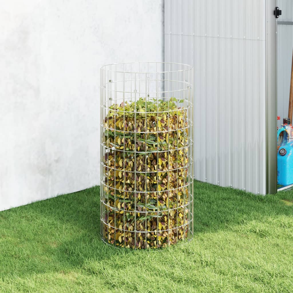 vidaXL dārza komposta nožogojums, Ø50x100 cm, cinkots tērauds