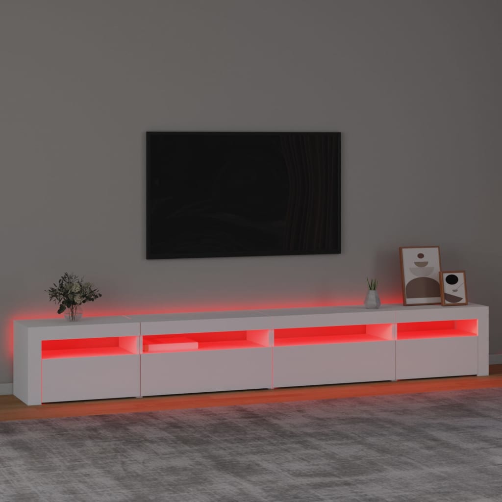 vidaXL TV skapītis ar LED apgaismojumu, balts, 270x35x40 cm