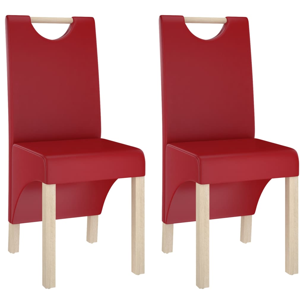 vidaXL virtuves krēsli, 2 gab., vīnsarkana mākslīgā āda