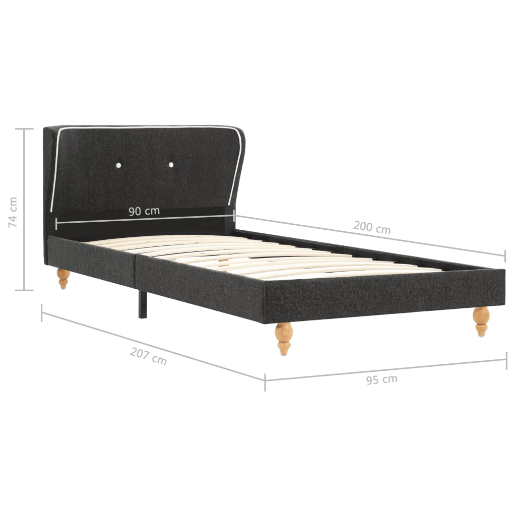 vidaXL gulta ar matraci, tumši pelēks audekls, 90x200 cm