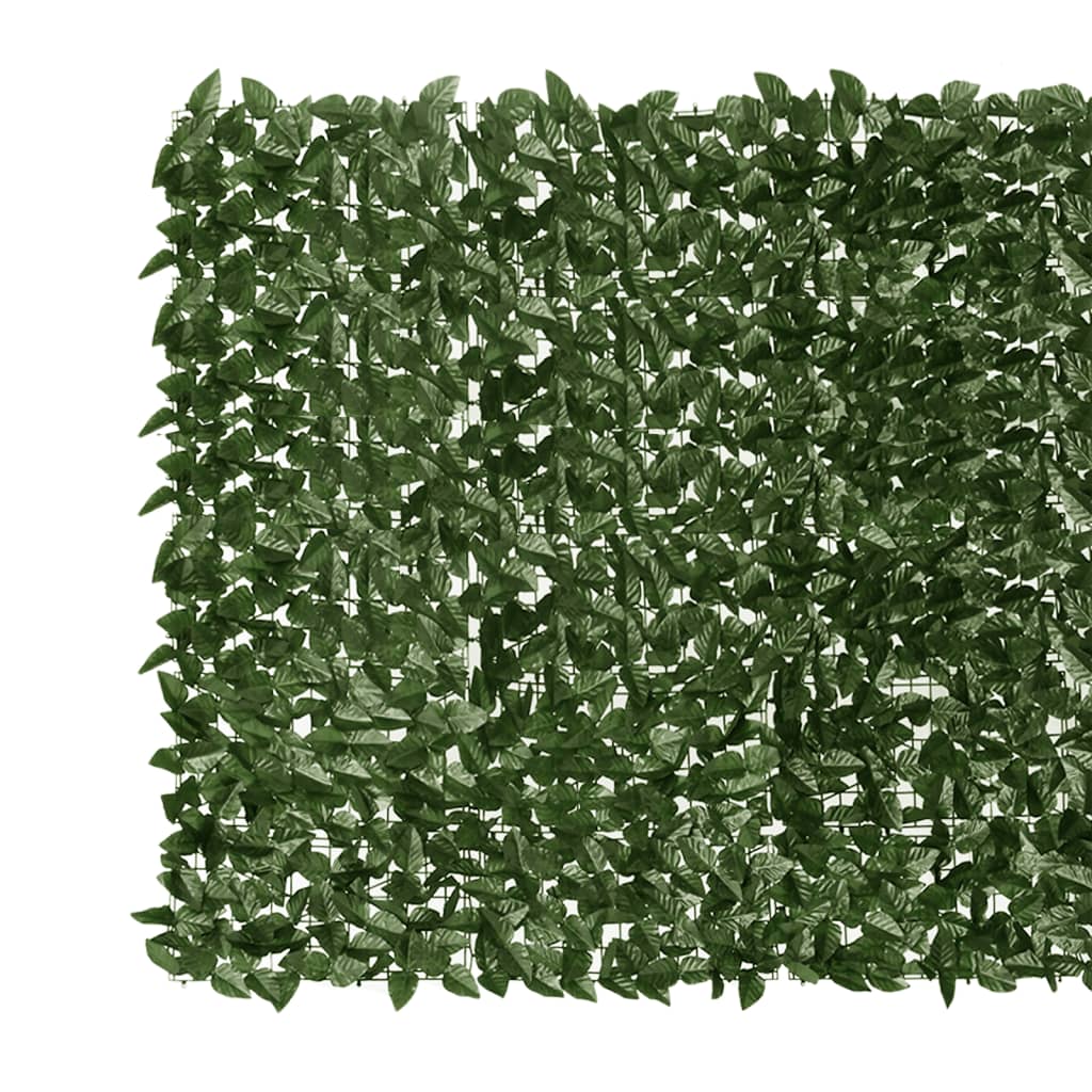 vidaXL balkona aizslietnis ar tumši zaļām lapām, 400x150 cm