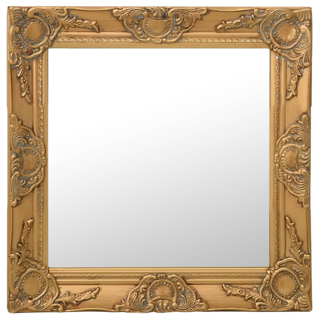 vidaXL baroka stila sienas spogulis, 50x50 cm, zelta krāsā