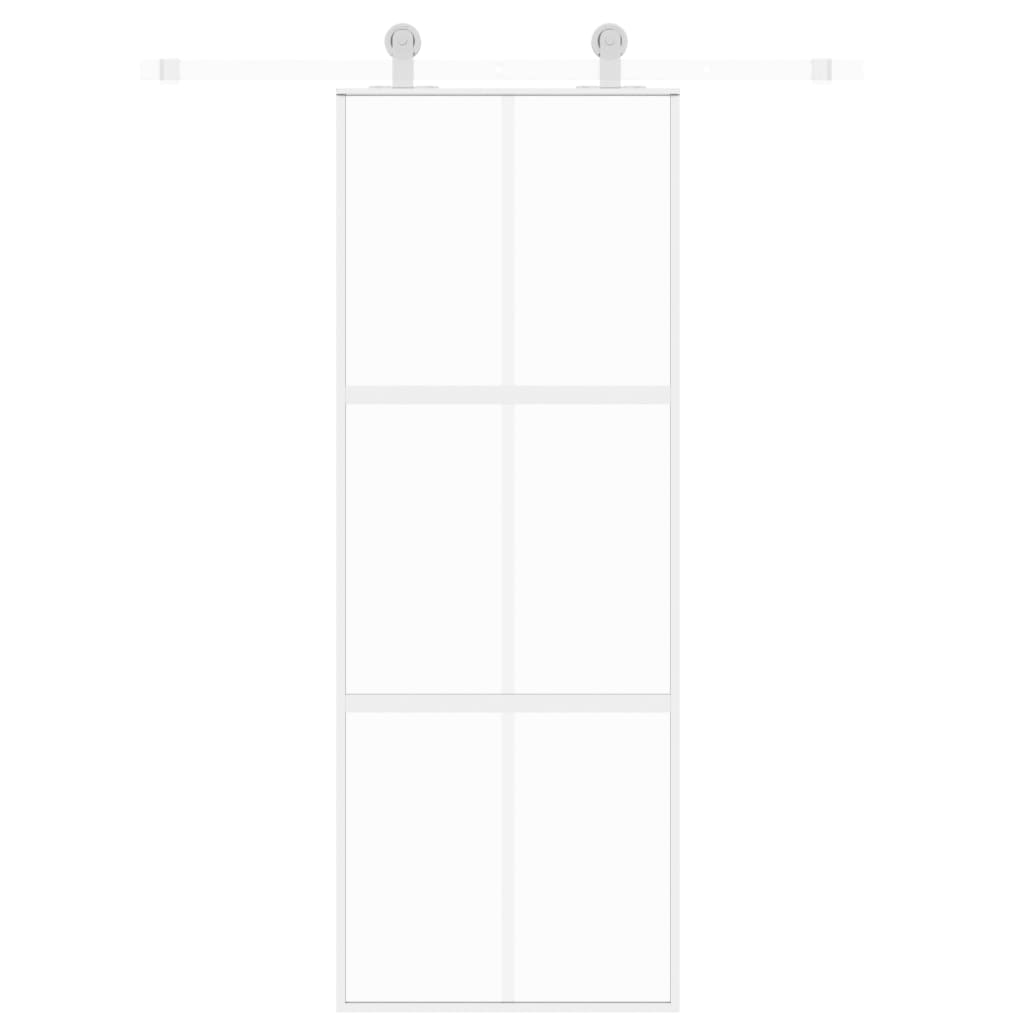 vidaXL bīdāmās durvis, baltas, 76x205 cm, rūdīts stikls un alumīnijs