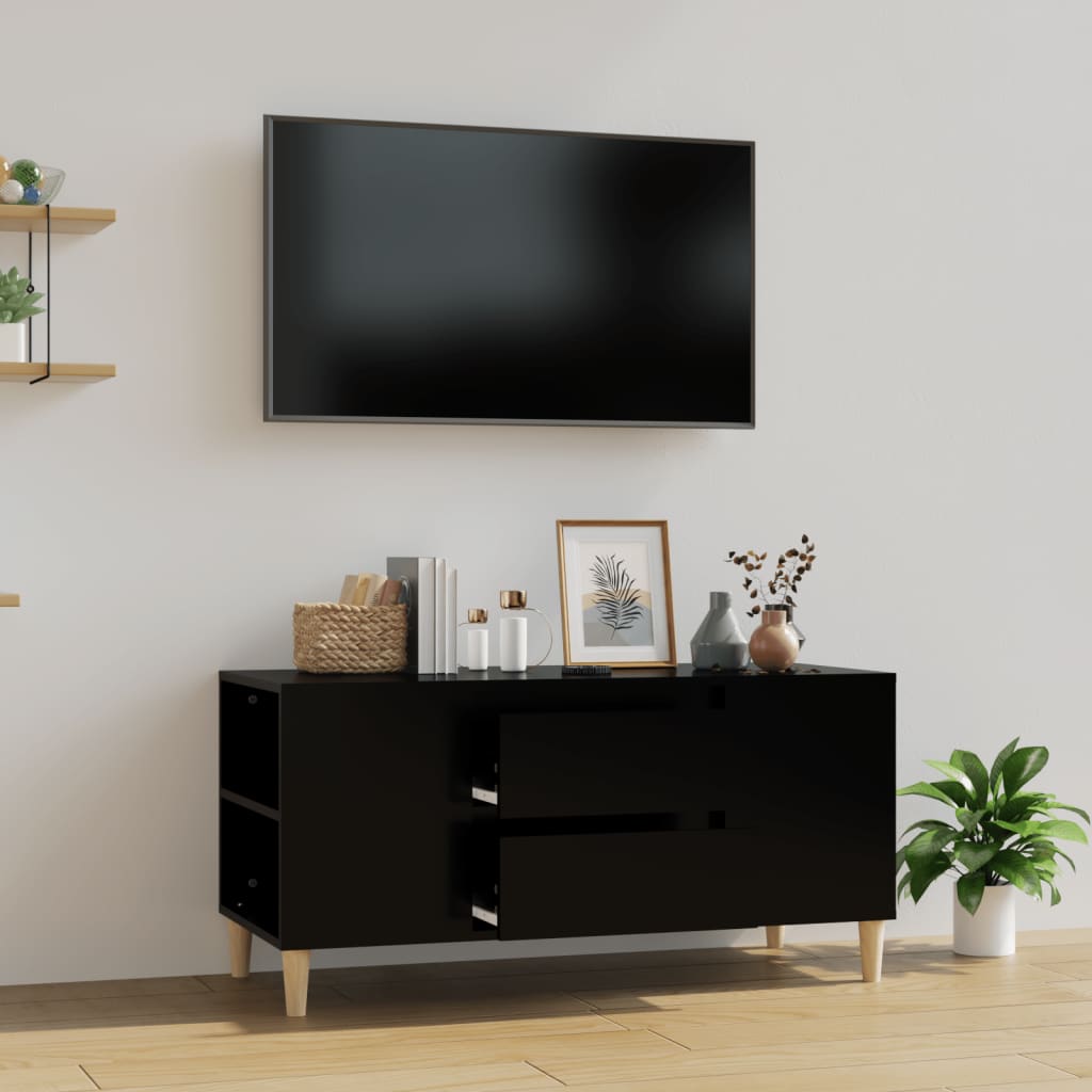 vidaXL TV skapītis, melns, 102x44,5x50 cm, inženierijas koks