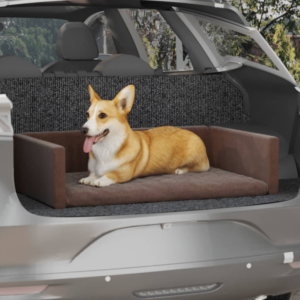 vidaXL suņu automašīnas bagāžnieks, brūns, 110x70 cm, lina dizains