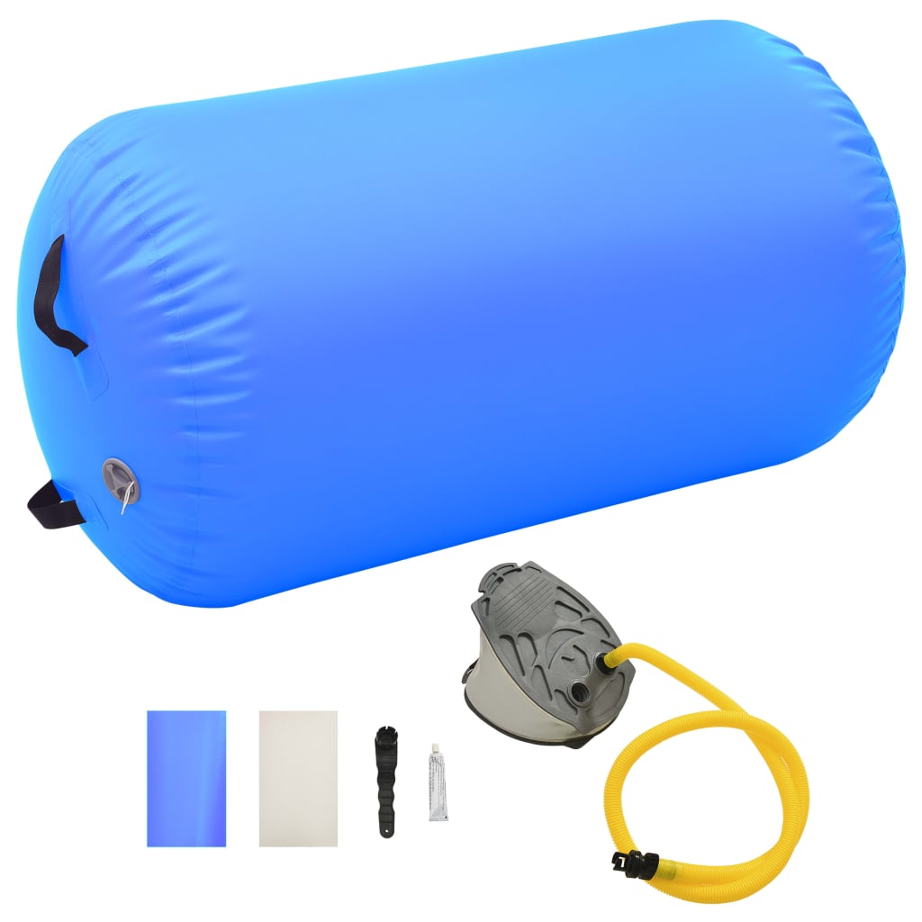 vidaXL piepūšams vingrošanas rullis ar pumpi, 100x60 cm, zils PVC