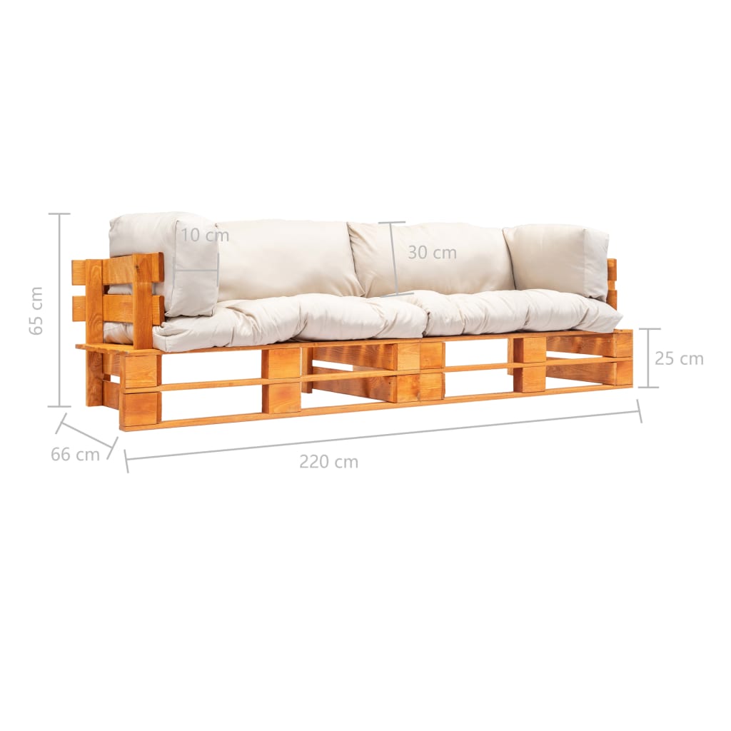vidaXL 2-daļīgs palešu dīvānu komplekts ar smilškrāsas matračiem