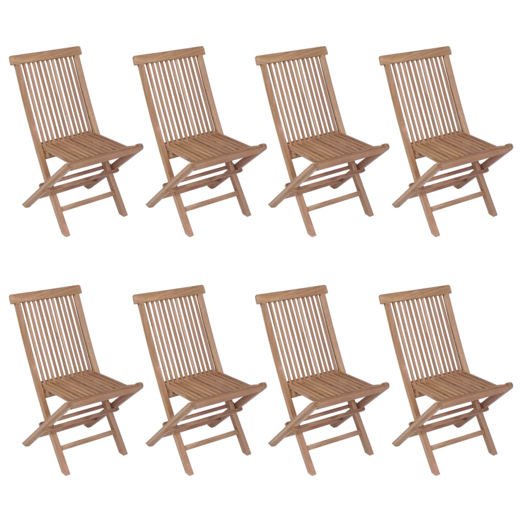 vidaXL 9-daļīgs dārza mēbeļu komplekts, saliekami krēsli, tīkkoks