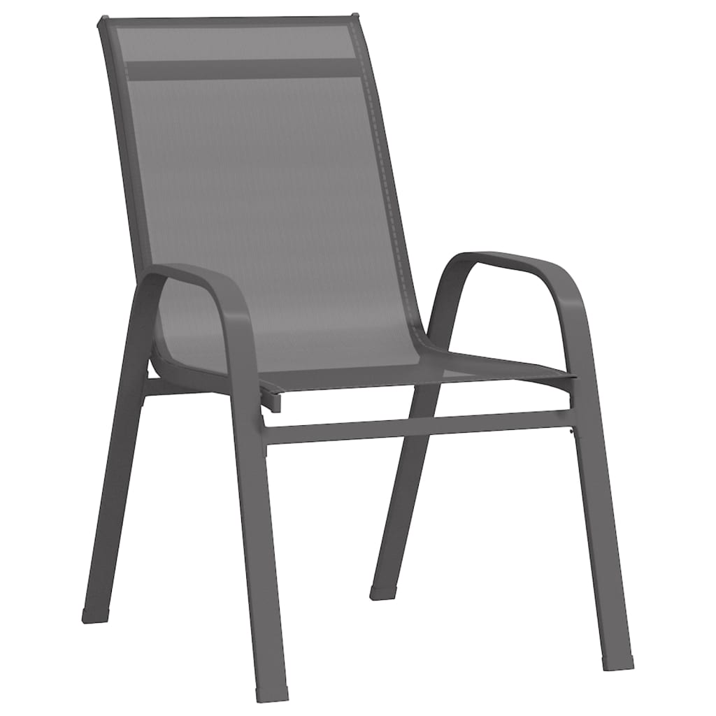 vidaXL dārza krēsli, 6 gab., tekstilēns, pelēki