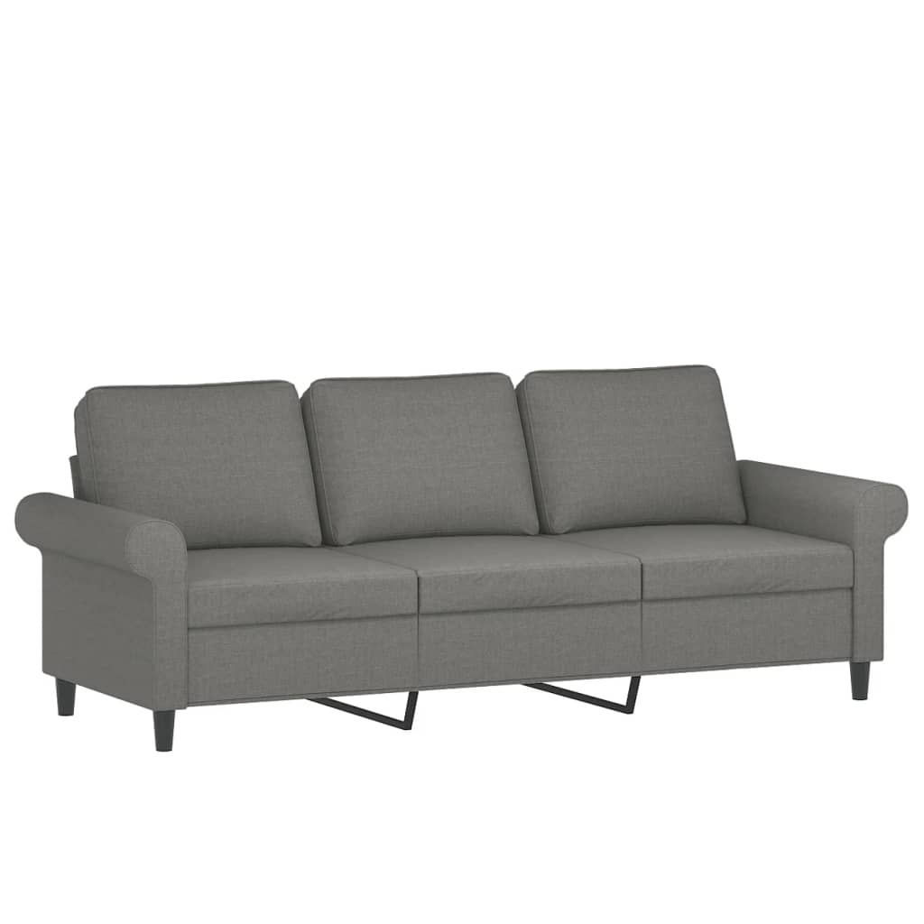 vidaXL trīsvietīgs dīvāns ar spilveniem, tumši pelēks, 180 cm, audums