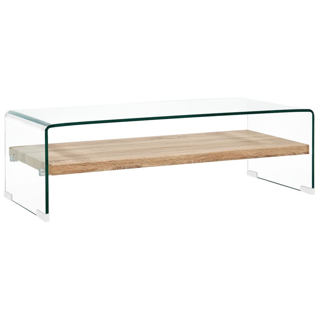 vidaXL kafijas galdiņš, 98x45x31 cm, caurspīdīgs, rūdīts stikls