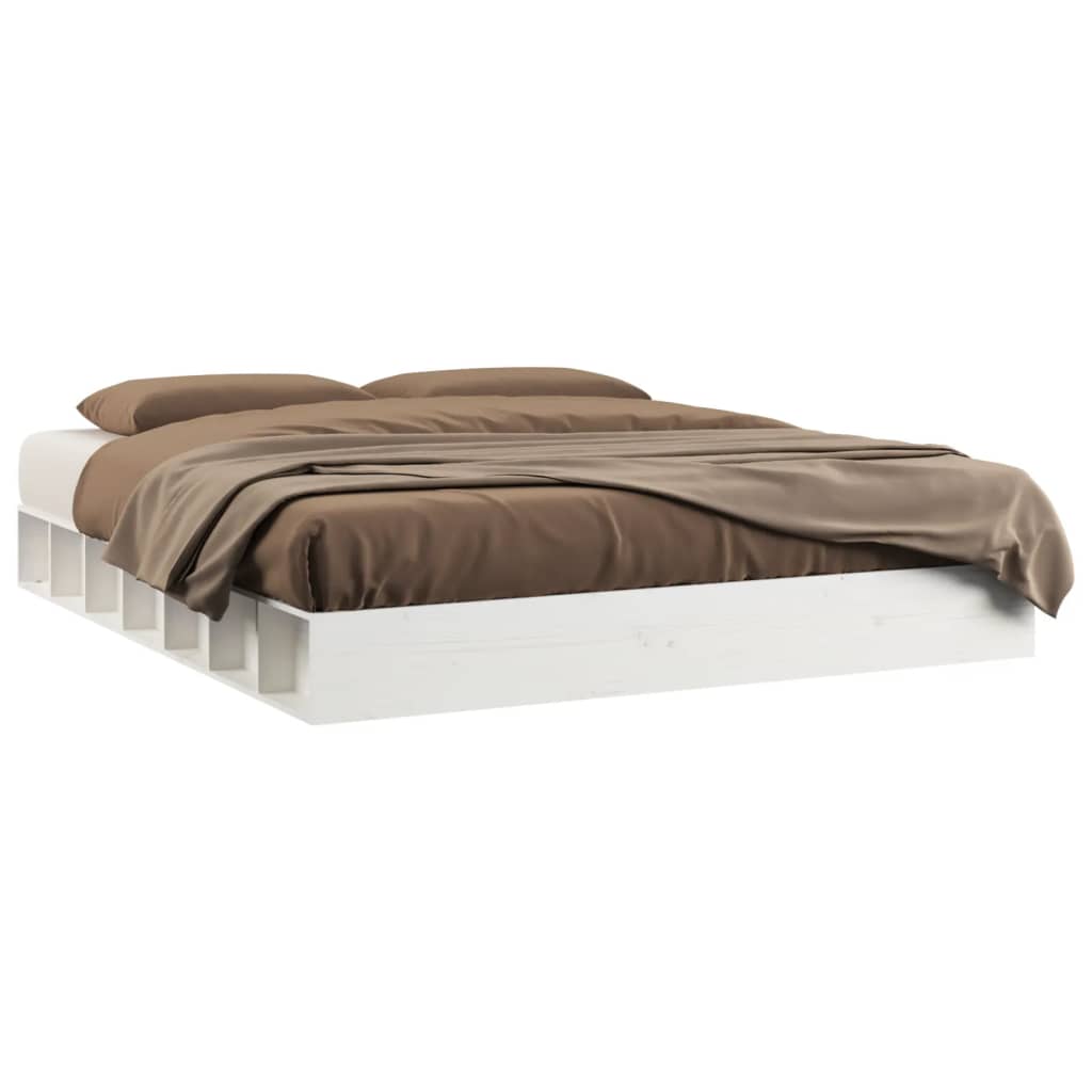vidaXL gultas rāmis, balts, 160x200 cm, masīvkoks