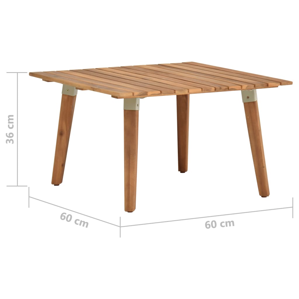 vidaXL dārza galdiņš, 60x60x36 cm, akācijas masīvkoks