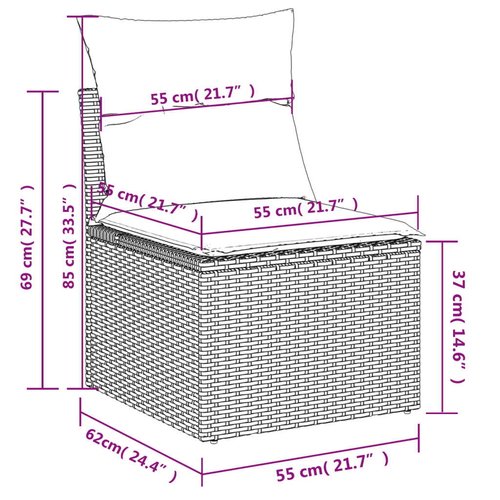 vidaXL 7-daļīgs dārza dīvānu komplekts, matrači, brūna PE rotangpalma