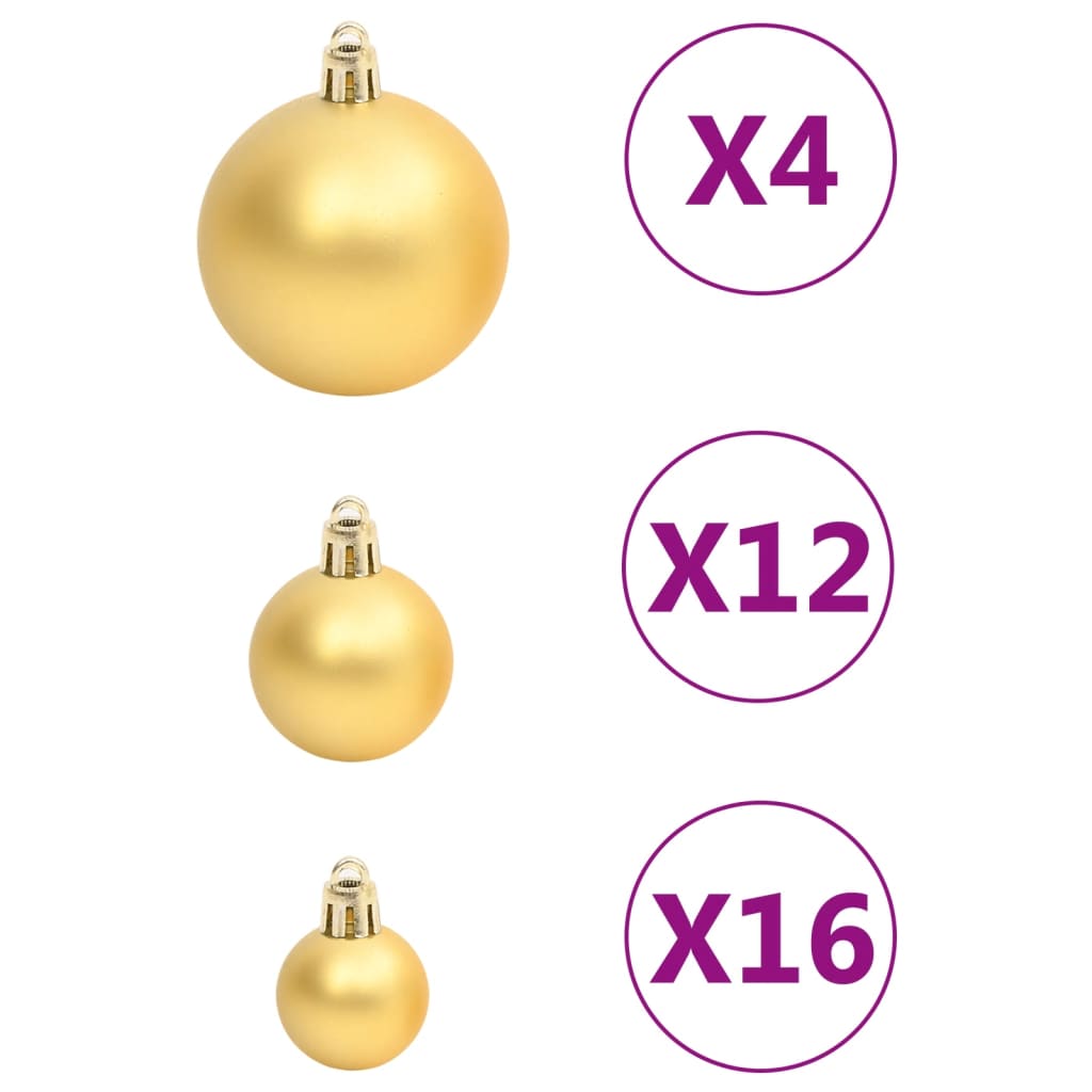 vidaXL Ziemassvētku eglītes rotājumi, 111 daļas, zeltains polistirols