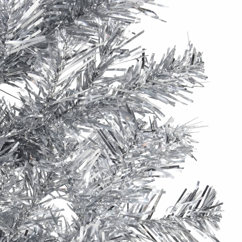 vidaXL mākslīgā Ziemassvētku egle, statīvs, pusapaļa, sudraba, 120 cm
