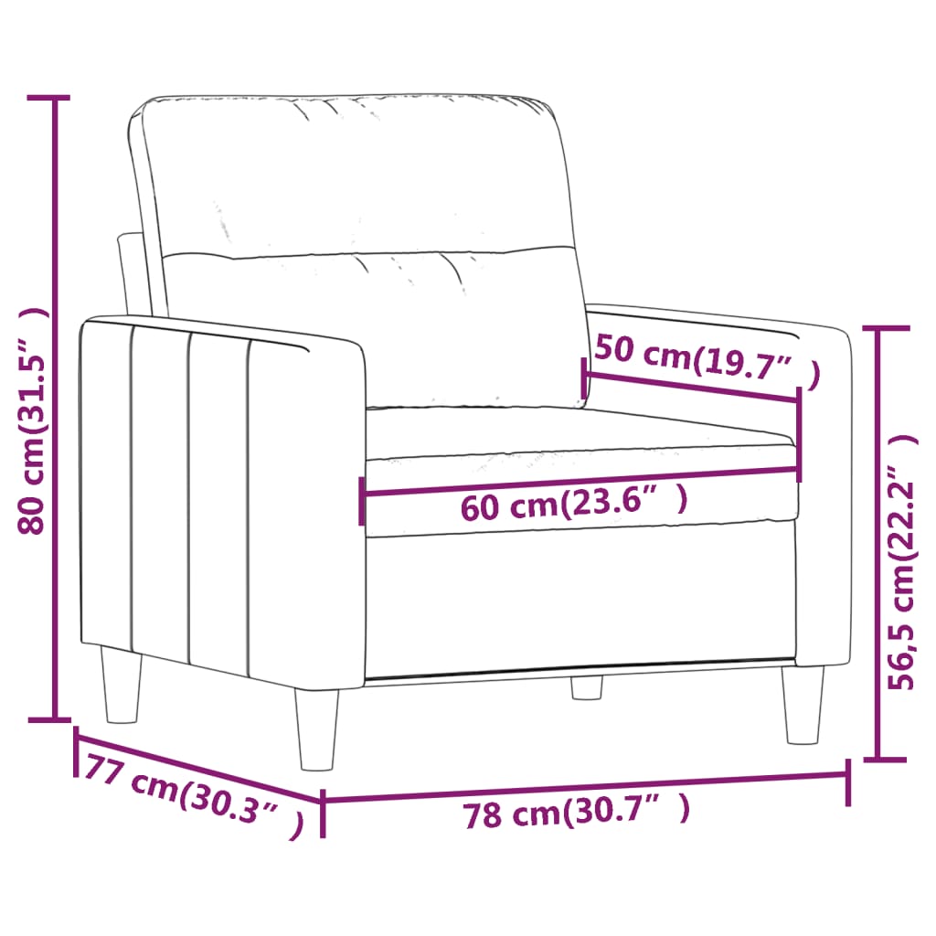vidaXL atpūtas krēsls, 60 cm, brūns audums