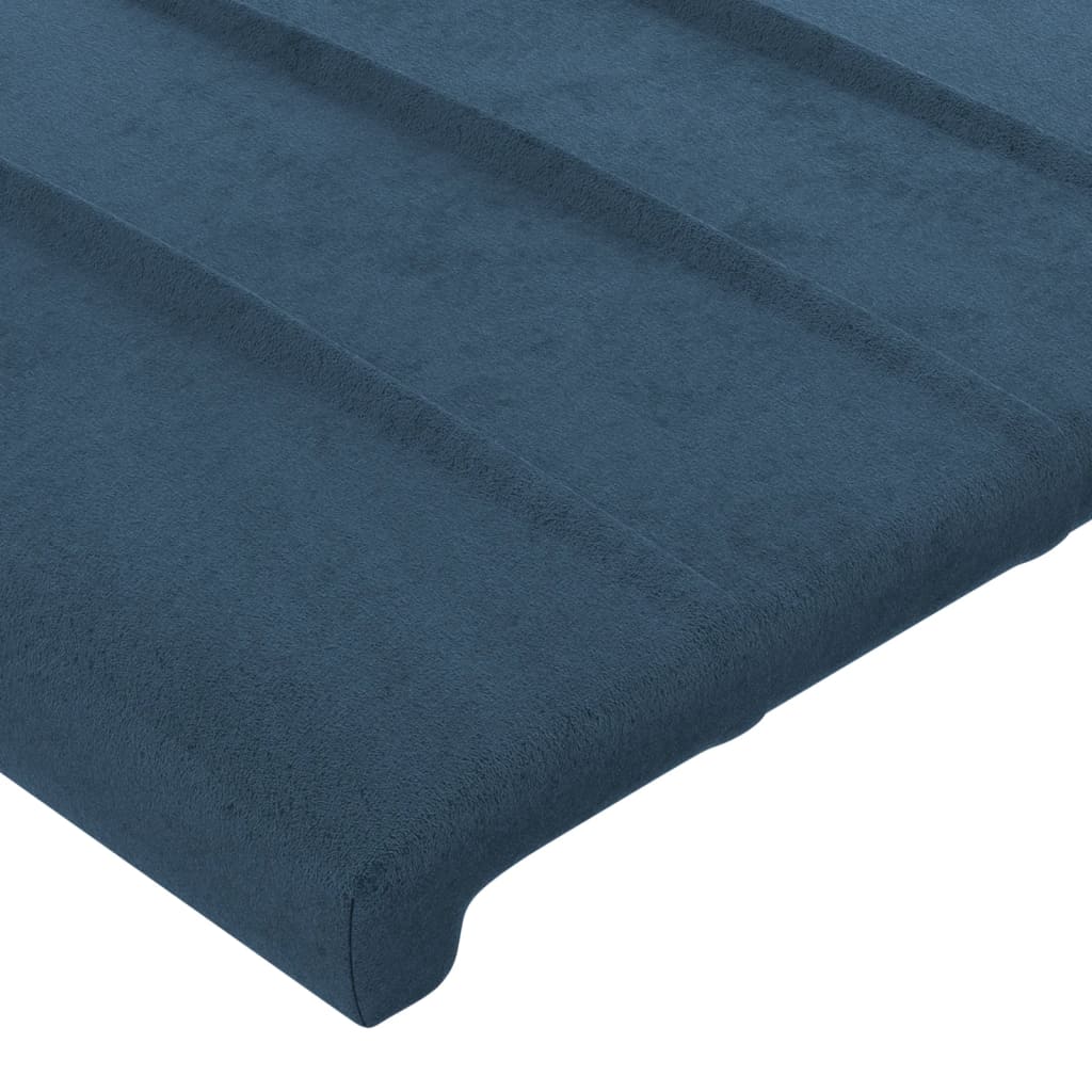 vidaXL gultas galvgalis ar LED, 147x16x118/128 cm, tumši zils samts